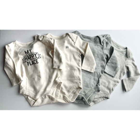 Gymboree • Cream and Grey Onesie Bundle of 4 - Picture 1 of 5